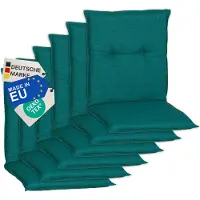 NYVI Gartenstuhl Auflagen Niedriglehner 6er Set Barcelona - UV-Beständig, Atmungsaktiv, Strapazierfähig - Niedriglehnerauflagen Sitzkissen Outdoor - Sitzauflagen für Gartenstühle 100x50cm Türkis