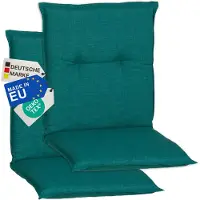 NYVI Gartenstuhl Auflagen Niedriglehner 2er Set Barcelona - UV-Beständig, Atmungsaktiv, Strapazierfähig - Niedriglehnerauflagen Sitzkissen Outdoor - Sitzauflagen für Gartenstühle 100x50cm Türkis