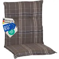 NYVI Gartenstuhl Auflage Niedriglehner Barcelona - UV-Beständig, Atmungsaktiv, Strapazierfähig - Niedriglehnerauflage Sitzkissen Outdoor - Sitzauflagen für Gartenstühle 100x50cm Karo Braun