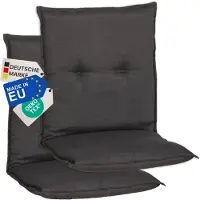 NYVI Gartenstuhl Auflagen Niedriglehner 2er Set Barcelona - UV-Beständig, Atmungsaktiv, Strapazierfähig - Niedriglehnerauflagen Sitzkissen Outdoor - Sitzauflagen für Gartenstühle 100x50cm Dunkelgrau