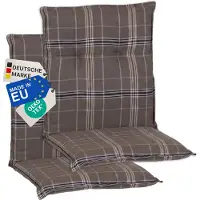 NYVI Gartenstuhl Auflagen Niedriglehner 2er Set Barcelona - UV-Beständig, Atmungsaktiv, Strapazierfähig - Niedriglehnerauflagen Sitzkissen Outdoor - Sitzauflagen für Gartenstühle 100x50cm Karo Braun