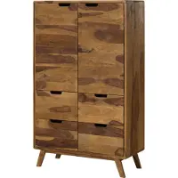 MASSIVMOEBEL24.DE MASSIVMOEBEL24 Highboard Sheesham 90x40x145 natur sandgestrahlt lackiert MALMÖ 2 #210