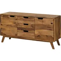 MASSIVMOEBEL24.DE MASSIVMOEBEL24 Sideboard Sheesham 134x40x65 natur sandgestrahlt lackiert MALMÖ 2 #207