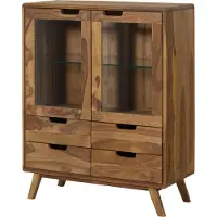 MASSIVMOEBEL24.DE MASSIVMOEBEL24 Highboard Sheesham 90x40x110 natur sandgestrahlt lackiert MALMÖ 2 #213