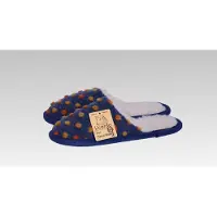 Linke Hausschuhe Pantoffel Wolle Noppen blau