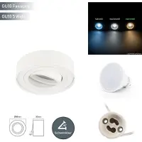 LED line Deckenleuchte ROLLO MIDI Einbaustrahler Unterputz Leuchte Strahler Schwenkbar 45° Rund Weiß aus Aluminium mit Fassung GU10 5W Leuchtmittel Warmweiß