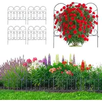 Relaxdays Beeteinfassung, 5er Set, Metall, HxB: 46 x 46 cm, Beetumrandung zum Stecken, Zierzaun Beet & Rasen, schwarz