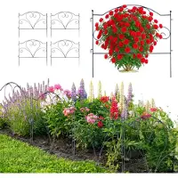 Relaxdays Beeteinfassung, 5er Set, Metall, HxB: 45 x 50 cm, Beetumrandung zum Stecken, Zierzaun Beet & Rasen, schwarz