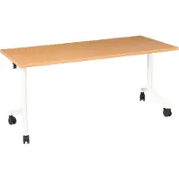 Beliani Schreibtisch Braun / Weiß 160 x 60 cm Klappbar Faltbar mit Rollen Mobil Bürotisch für Homeoffice Büro Modernes Design