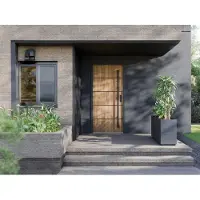 Vente-unique Eingangstür aus Massivstahl, H 207 x B 100 cm, Eichenoptik – nach links öffnend – LUSADA