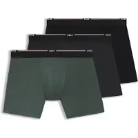 BOSS für Herren. 50534503 3er-Set einfarbige Boxershorts schwarz, grün, grau (L), Heimtextilien, Baumwolle