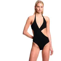 Emporio Armani für Damen. EW003274_AF20238 Schwarzer Textur-Schwimmanzug (S), Strandbekleidung, Polyester