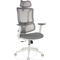 MyBuero Profi Bürostuhl ERGOMY W Ergonomischer Schreibtischstuhl mit Armlehnen (höhenverstellbar) Stoff / Netzstoff Grau Drehstuhl für Büro, Zuhause