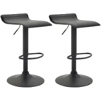 CLP 2er Set Barhocker Dyn V2 Kunstleder höhenverstellbar und drehbar schwarz Gestell Farbe schwarz