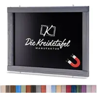 Die Kreidetafel Manufaktur Magnetische Kreidetafel - Magnettafel mit Holzrahmen / Grau 120x60cm