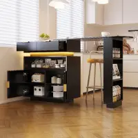 STILVORA Stehtisch MDF Schwarz 115-183x40x99,5 cm, ausziehbar, drehbar mit LED