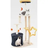 Markenlos Kratzbaum, Katzenbaum mit Katzenhöhle & Plüschsitzfläche & Spielzeug & Spielzeug & Platformen, Katzenkratzbaum, Stern- und Mondserie, Katzen Katzenmöbel, Aktivitätsbaum Kletterbaum Spielbaum