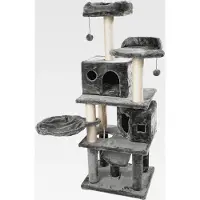 Markenlos JAMAXX Premium Katzen Kratzbaum XXL H165cm, Extra-Stabil 9 Dicke Stämme, Starke Bodenplatte 3cm, Super Weiches Plüsch, PCT6006 dunkel-grau