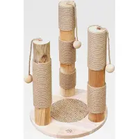 Markenlos Kratzbaum Kaiser beige, natürliche Materialien Premium Kiefernholz, Katzenbaum Katzenspielbaum Katzenkratzbaum Kratzmöbel