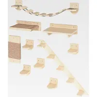 Markenlos Kletterwand Katzen Wandliege Katzenliege Katzenbett Katzenregal Wandmontage XXL (Kletterwand Set)