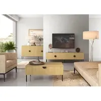 Feldmann-Wohnen Wohnzimmer-Set Mond Wohnwand 4-teilig Ausführung wählbar,ohne Beleuchtung,Eiche Baltic