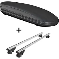 VDP Skibox VDPMAA460 460Ltr schwarz matt abschließbar + Alu Relingträger VDP004L kompatibel mit für Audi A4 Avant 8E/B6 01-04