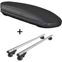 VDP Skibox VDPMAA460 460Ltr schwarz matt abschließbar + Alu Relingträger VDP004XL kompatibel mit für Mitsubishi Outlander 2007-2012