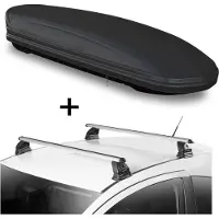 VDP Dachbox VDPMAA460 460 Liter schwarz matt abschließbar + Dachträger EVO ALU kompatibel mit für VW Amarok 3-5 Türer ab 2011