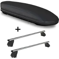 VDP Dachbox VDPMAA460 460 Liter schwarz matt abschließbar + Dachträger K1 PRO Aluminium kompatibel mit für Fiat Multipla II (5Türer) ab 04