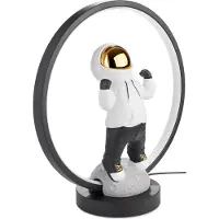 Ed Brubaker Astronaut in Anime Pose - 33 cm Tischlampe mit LED Ring - Weltraum Nachttischlampe mit indirekter Beleuchtung und USB-C Stecker - Handbemalt