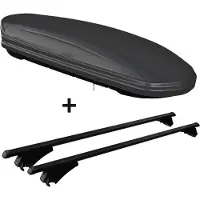 VDP Skibox schwarz matt -MAA 460M 460 Liter abschließbar + Alu-Relingträger Dachgepäckträger aufliegende Reling im Set kompatibel mit für Volvo XC90 ab 2014