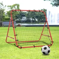 SUGIFT Rückprallwand Fußballtraining, Fußball Rebounder klappbar, stufenlos verstellbar, Rot-Schwarz | Pulverbeschichteter Stahl | 96x80x96 cm