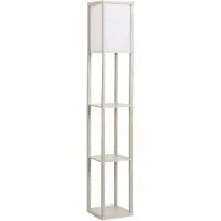 HOMCOM Stehleuchte Beleuchtung mit 3 Regalen E27 bis 40W E1-MDF Eiche+Weiß