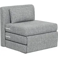 SUGIFT Gästebett Bodensessel Einzelsessel, Schlafsessel 3-fach faltbar, Leinenoptik Schaumstoff Grau | Metallrahmen | bis 240 kg | 80 x 75 x 74 cm