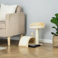 SUGIFT Kratzbaum 46 cm klein, Katzenturm mit Höhle, Sisal-Kratzsäule, Kletterbaum Beige | 35,5 x 37 x 46 cm | 2,54 kg | für Katzen bis 4 kg