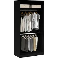 Markenlos Kleiderschrank aus schwarzer Eiche, 100 x 50 x 200 cm