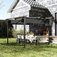 SUGIFT Pergola 3x3 m Schiebedach einziehbar, Gartenpergola Pavillon Metallrahmen, Dunkelgrau | 300x300x227 cm | 28 kg | UPF30+ PA-Polyester