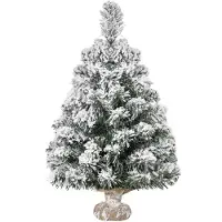 HOMCOM Mini Künstlicher Weihnachtsbaum 60 cm Tannenbaum künstlich mit Schnee