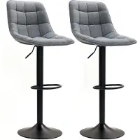 HOMCOM Barhocker 2er-Set Gepolstert Barstuhl mit Lehne Chenille-Optik Dunkelgrau