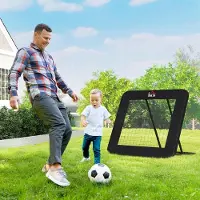 SUGIFT Fußball Rebounder klappbar, Prellwand 5 Winkel verstellbar, Rückprallwand PE-Netz Metallrahmen, Schwarz | 128 x 118 cm | 12 kg | Oxford-Schutzkante