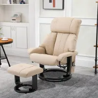 SUGIFT Massagesessel mit Hocker & Fernbedienung, Relaxsessel 360° drehbar, Fernsehsessel Kunstleder, Cremeweiß | 10 Vibrationspunkte | 76x80x102 cm | 20,5 kg