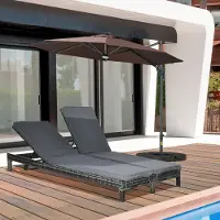 SUGIFT Gartenliege Polyrattan wetterfest, Doppel-Sonnenliege 2 Personen PE-Rattan, Grau | verzinkter Stahl | 5-stufige Rückenlehne | 196x120x28 cm