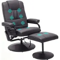 HOMCOM Massagesessel mit Hocker, Relaxsessel mit Liegefunktion, Massagefunktion