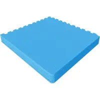 Gorilla Sports Schutzmatten - 6 Matten mit 12 Endstücke, 60 x 60 x 1,2 cm, Rutschfeste, EVA Schaumstoff, Blau - Bodenschutzmatten Fitness, Bodenmatten, Puzzlematten, Unterlegmatten, Poolmatte