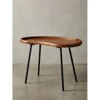 KADIMA DESIGN Couchtisch WL5.669 71x51x40 cm Sheesham massiv Sofatisch Nierenform mit Metallbeinen, Wohnzimmertisch Massivholz, Kleiner Nierentisch Echtholz, Stubentisch Holz, Beistelltisch Modern