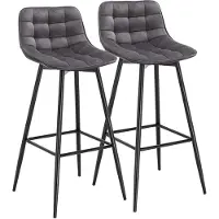 Woltu Barhocker 2er Set Designer Barstuhl Hocker Tresenhocker Bistrohocker mit Fußstütze Samt Metall Dunkelgrau