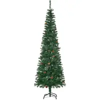 BundiGlassware Künstlicher Weihnachtsbaum, schlank, Tannenzapfen, flammenhemmend, 54 x 195 cm, Grün