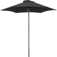 Outsunny Sonnenschirm Ø196 cm, sechseckig Balkonschirm Strandschirm Schwarz