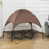 SUGIFT Hundebett für große Hunde, mit Baldachin, atmungsaktiv, Outdoor, Kaffee-Schwarz