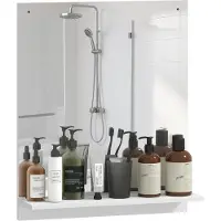 vidaXL Sunvello Badspiegel 50 x 60 cm Wandspiegel mit Regal, Badezimmerspiegel für Eingangsbereich, Flur, Weiß